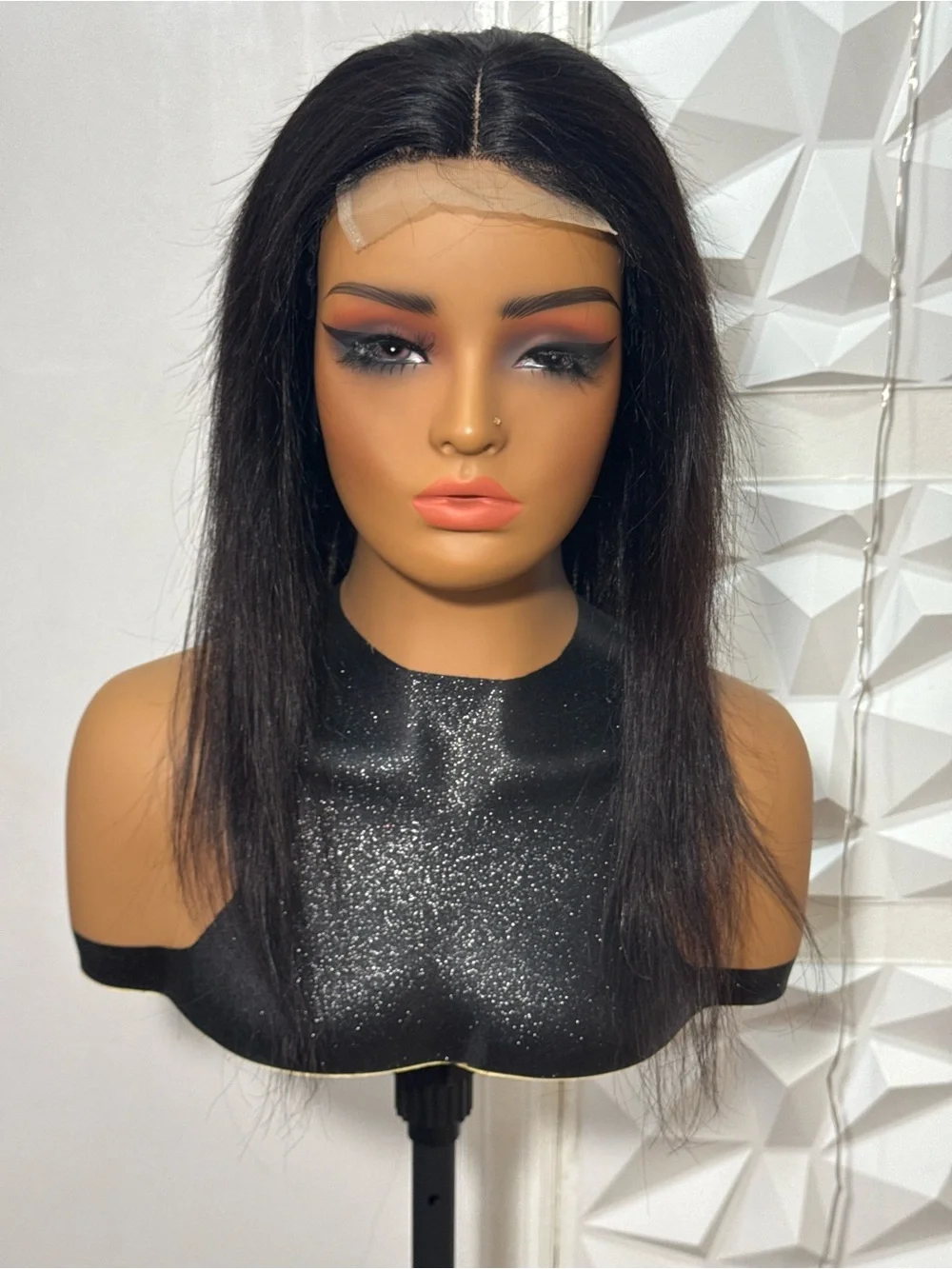 100% Human Hair 16 inches 4x4 Closure Wig | Glueless Natural Black Wig